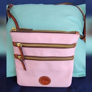 Dooney And Bourke Nylon Pink Triple Zipper Crossbody Bag